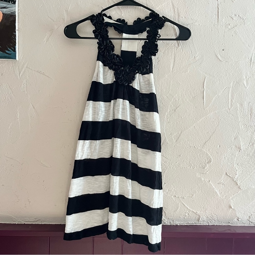 INC Black and White Racerback Top
